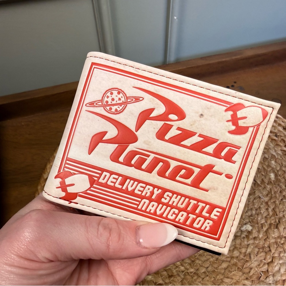 Pizza Planet Disney Pixar Toy Story Bi-fold Distressed Wallet - Red and Cream